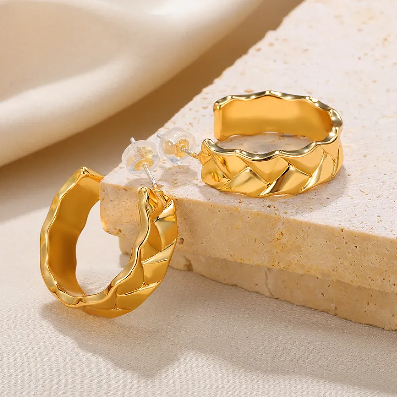 Retro Style 18K Gold Plated Stainless Steel Earrings image 1