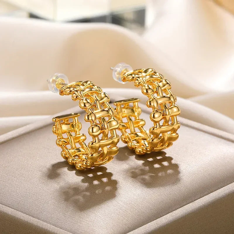 Vintage Style Geometric 18K Gold Plated Stainless Steel Earrings image 3