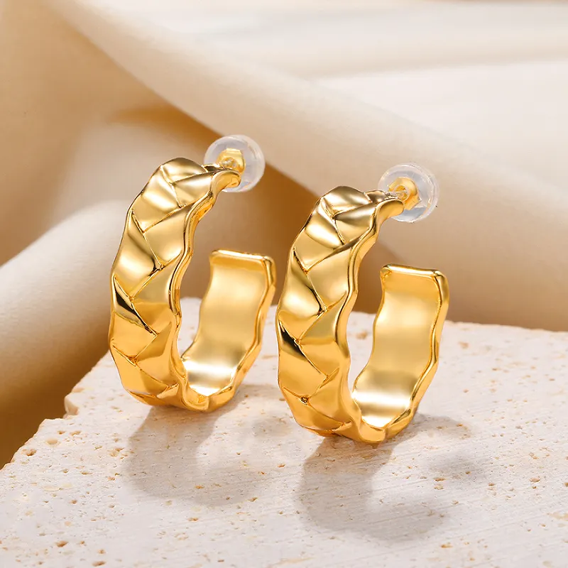 Retro Style 18K Gold Plated Stainless Steel Earrings image 2