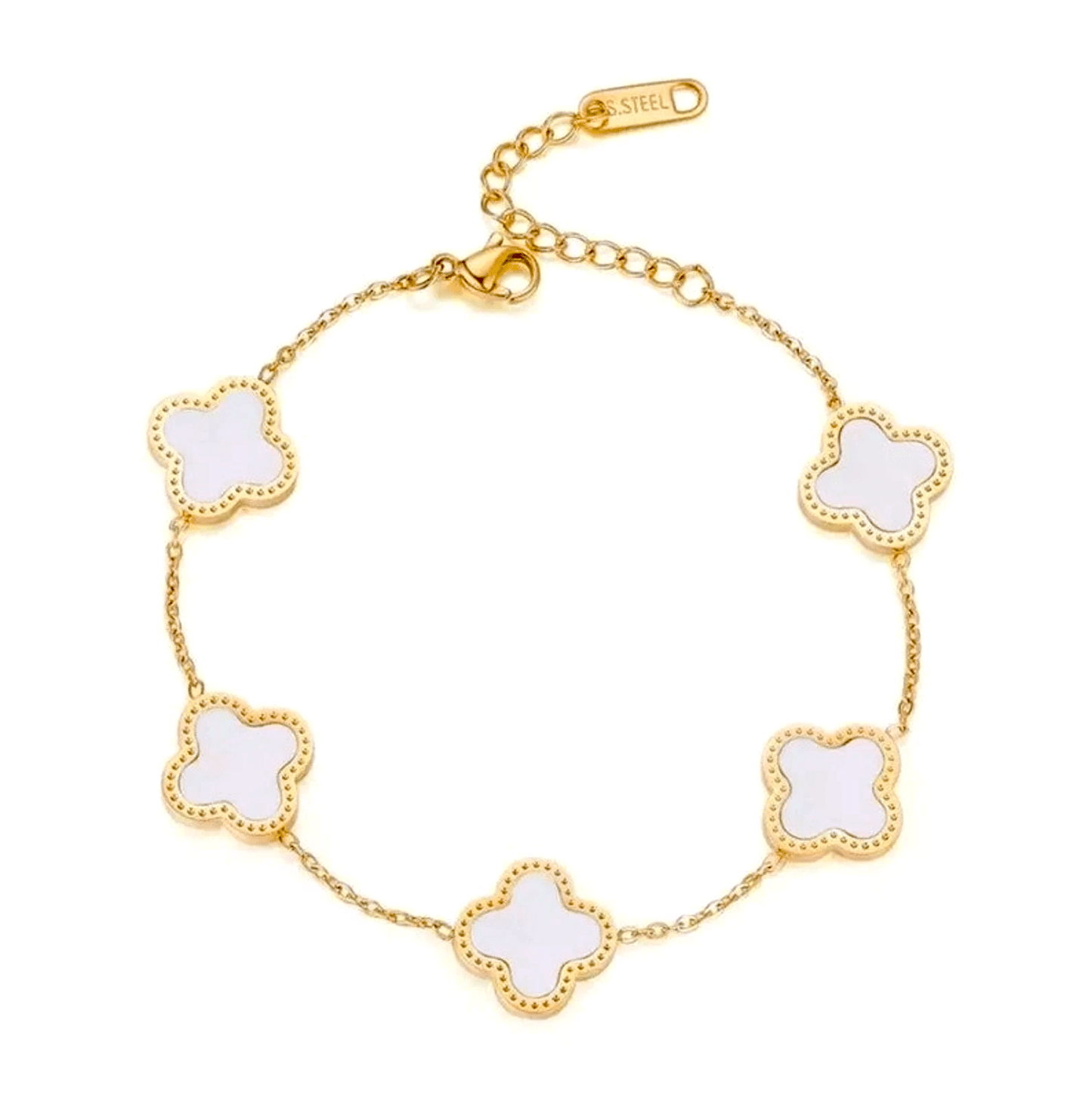 Luxury Clover Bracelet 18K Gold Plated Elegant - White image