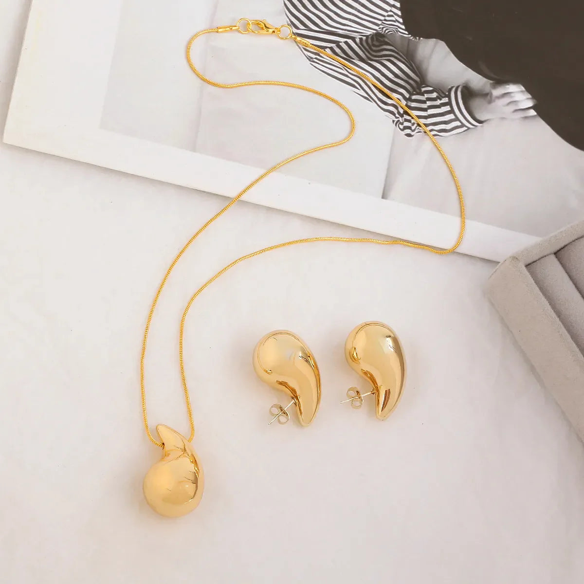 18K Gold and Sterling Silver Plated Water Droplets Jewellery Set image 0