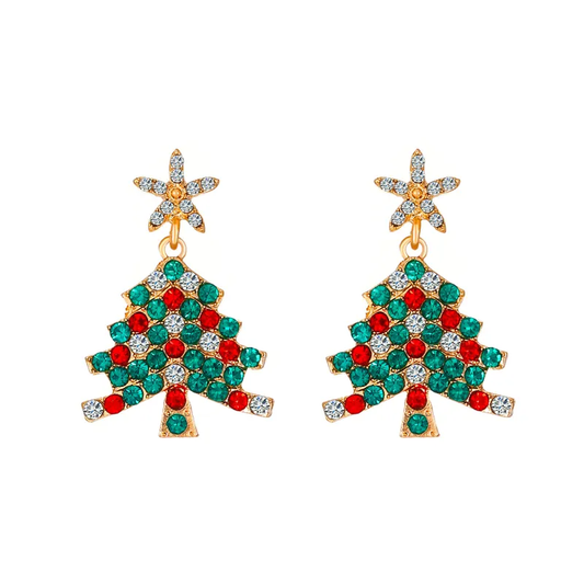 Adorable Christmas Tree Ear Studs for Women - Festive Gold Earrings image 0