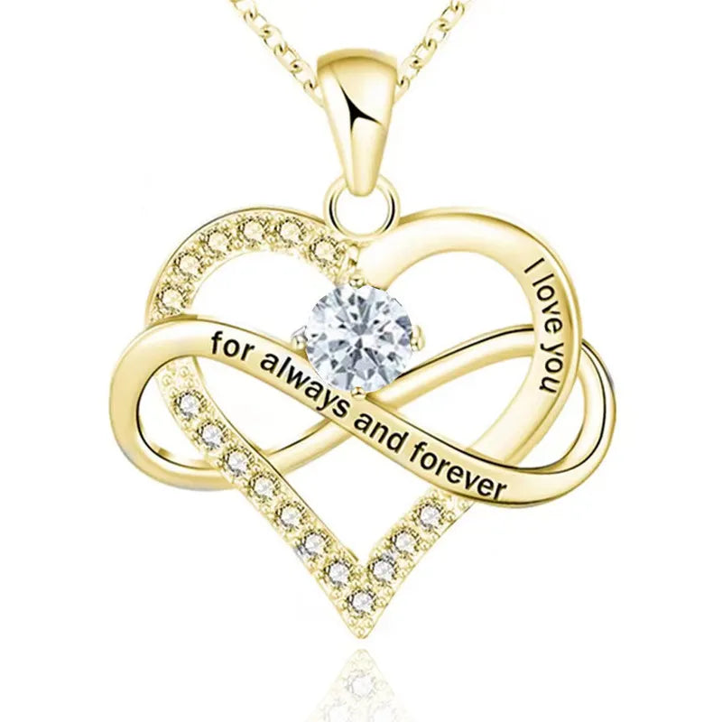 Radiant Birthstone heart shape Love Necklace Pendant - Gold Plated image
