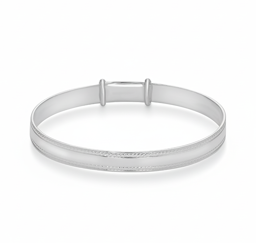 Sterling Silver Baby Bangle – Pattern Baby Bracelet, Baby Jewellery Gift