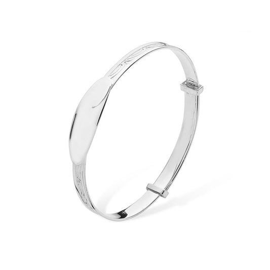 Sterling Silver Kids Curve Design Bangle – Baby Bracelet | Baby Jewellery Gift