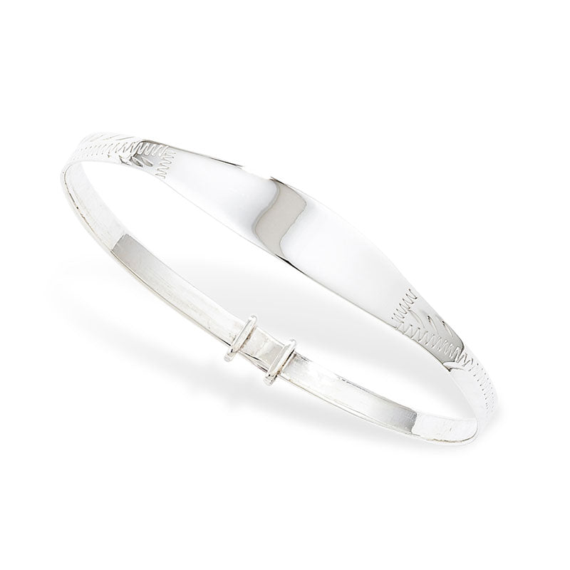 Sterling Silver Kids ID Bangle – Diamond Cut Baby Bracelet | Baby Jewellery Gift