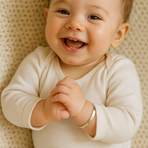 Sterling Silver Kids ID Bangle – Diamond Cut Baby Bracelet | Baby Jewellery Gift