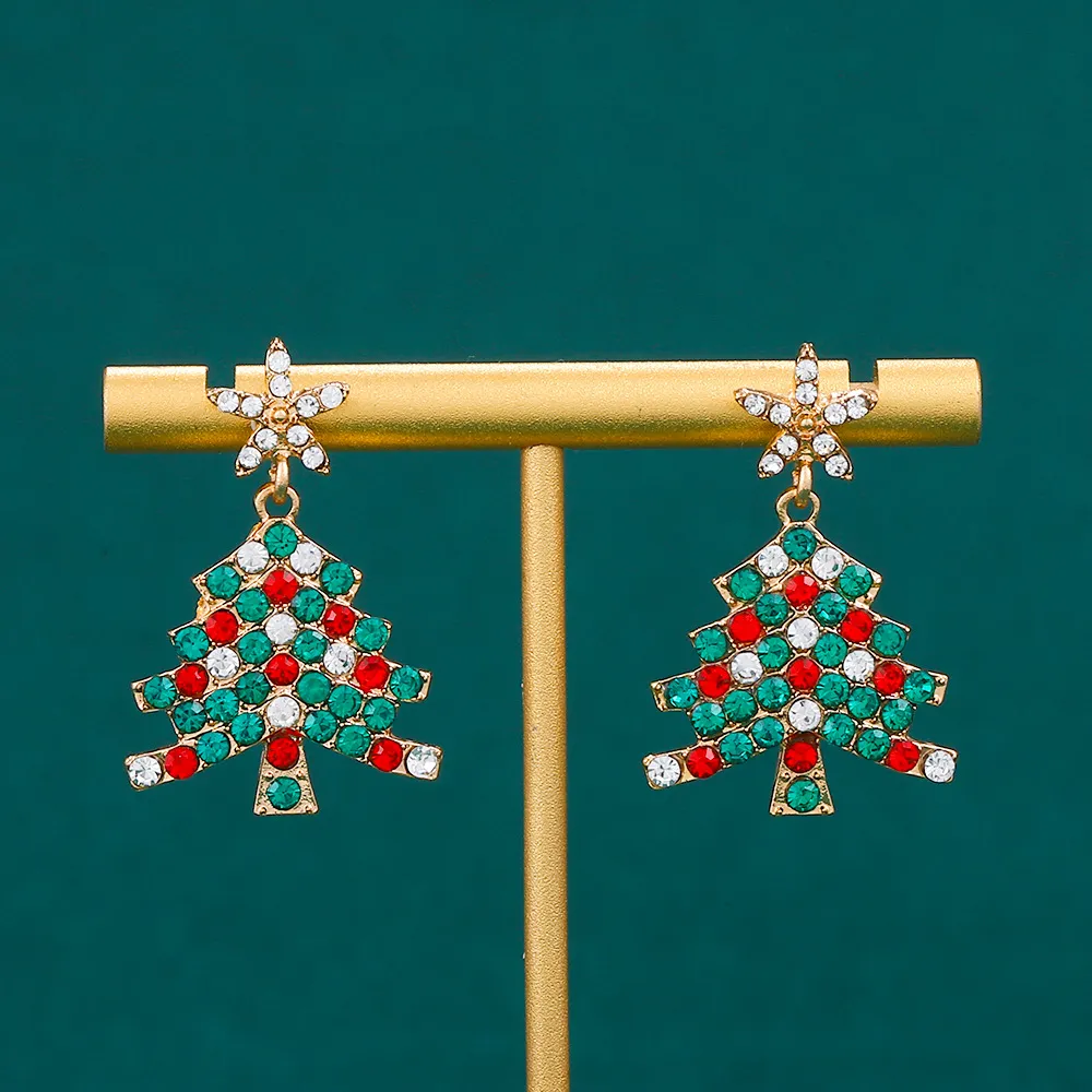 Adorable Christmas Tree Ear Studs for Women - Festive Gold Earrings image 1