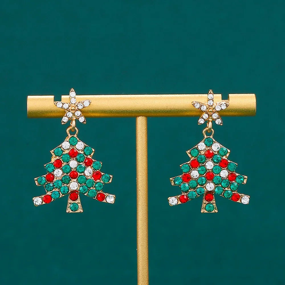 Adorable Christmas Tree Ear Studs for Women - Festive Gold Earrings image 1