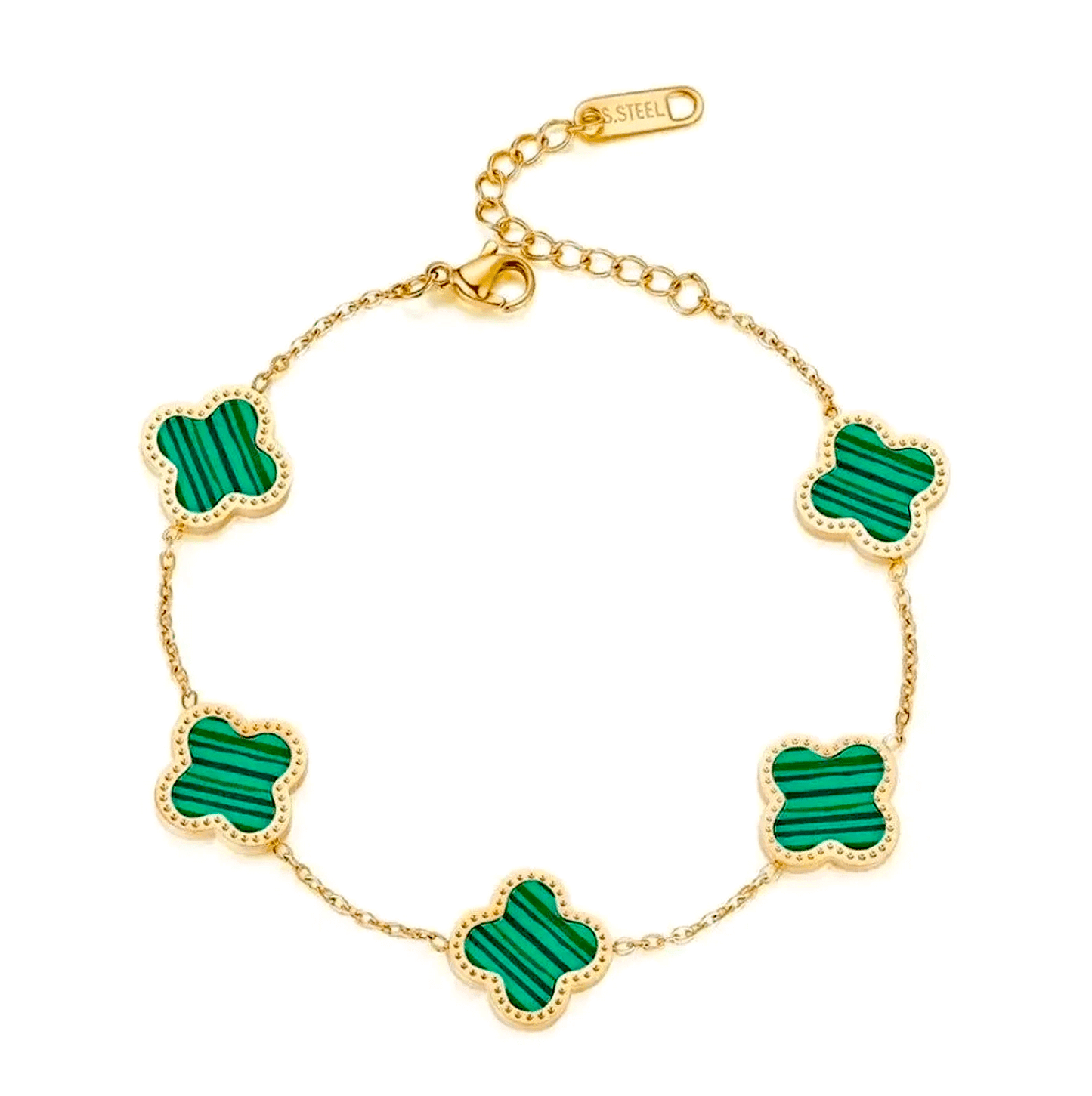 Luxury Clover Bracelet 18K Gold Plated Elegant - Green image