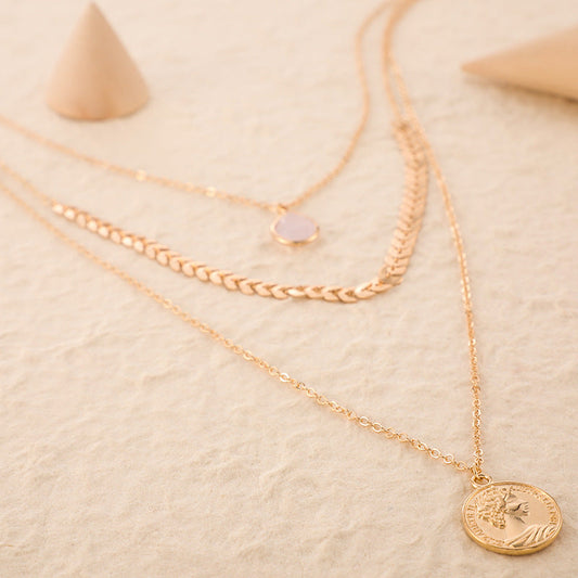 Three layer Retro Alloy Women Necklace image 0
