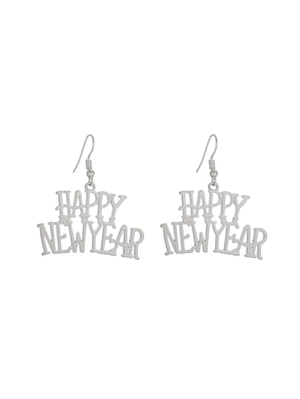 New Year Letter Gold & Silver Plating Drop Earrings image 4