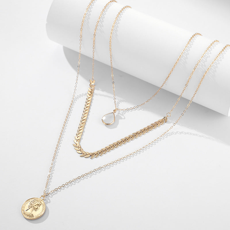 Three layer Retro Alloy Women Necklace image 1