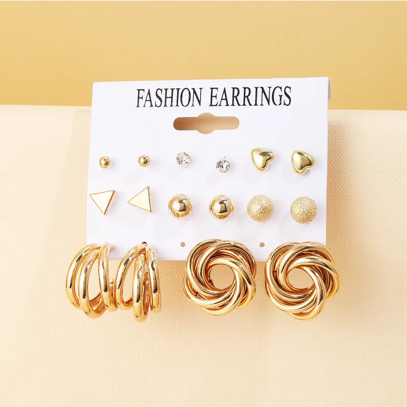 Classic Vintage Appeal Geometric Alloy Earrings Set image 0