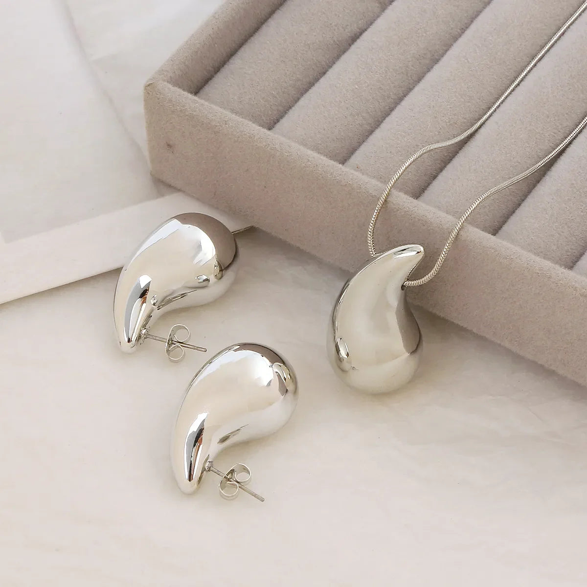 18K Gold and Sterling Silver Plated Water Droplets Jewellery Set image 3