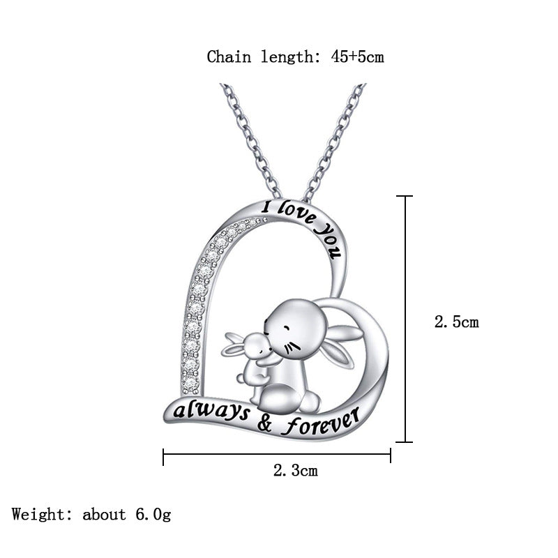 Rhinestones Bunny Heartfelt Charm Necklace image 3