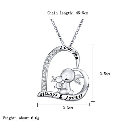 Rhinestones Bunny Heartfelt Charm Necklace image 3