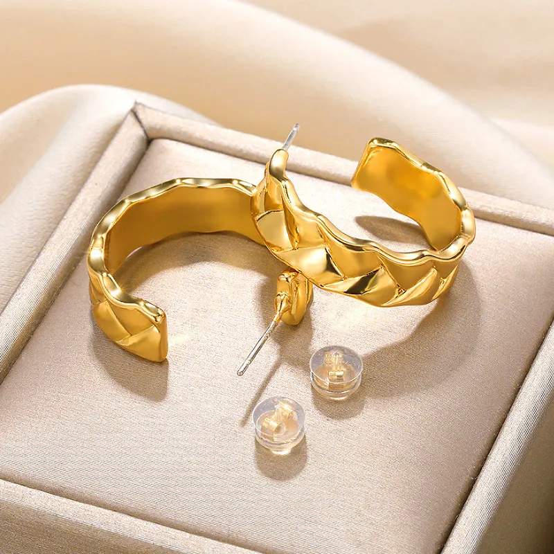 Retro Style 18K Gold Plated Stainless Steel Earrings image 3