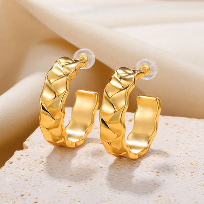 Retro Style 18K Gold Plated Stainless Steel Earrings image 2