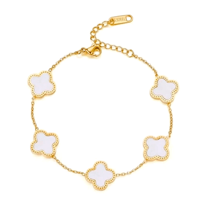 Luxury Clover Bracelet 18K Gold Plated Elegant - White image