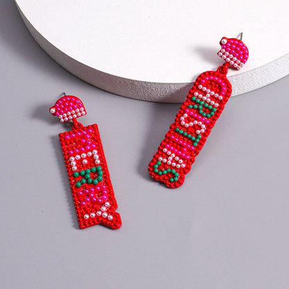 Christmas Pearl Inlay Gold Plated Drop Earrings image 2