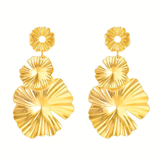 Flower Design 14K Gold and Silver Plated Alloy Drop Earrings image 0