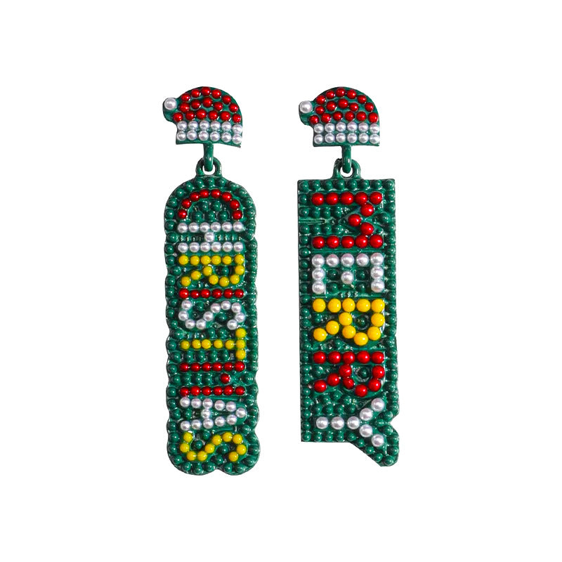 Christmas Pearl Inlay Gold Plated Drop Earrings image 1