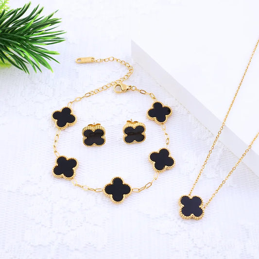 Black Clover Set - 18K Gold Plated image 0