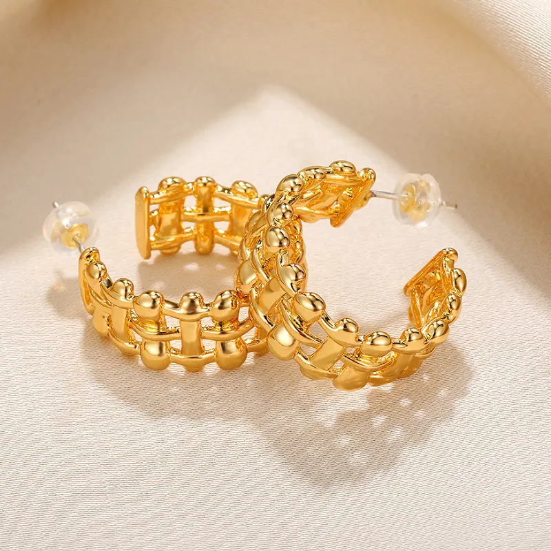 Vintage Style Geometric 18K Gold Plated Stainless Steel Earrings image 0