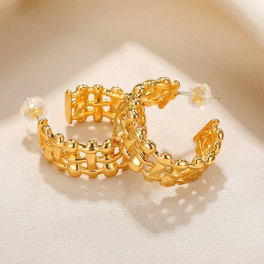 Vintage Style Geometric 18K Gold Plated Stainless Steel Earrings image 0