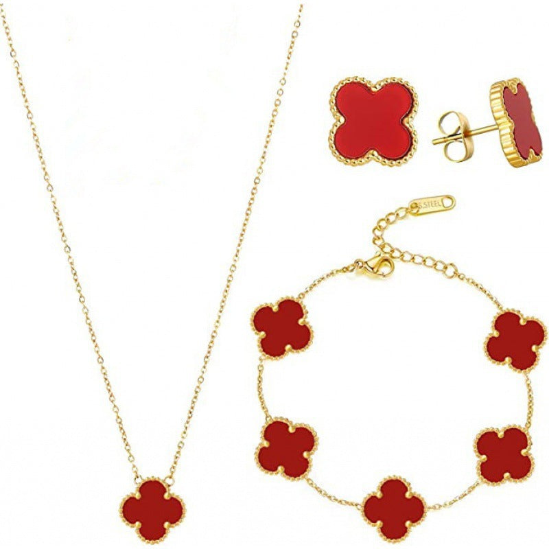 Red Clover Set - 18K Gold Plated image 2