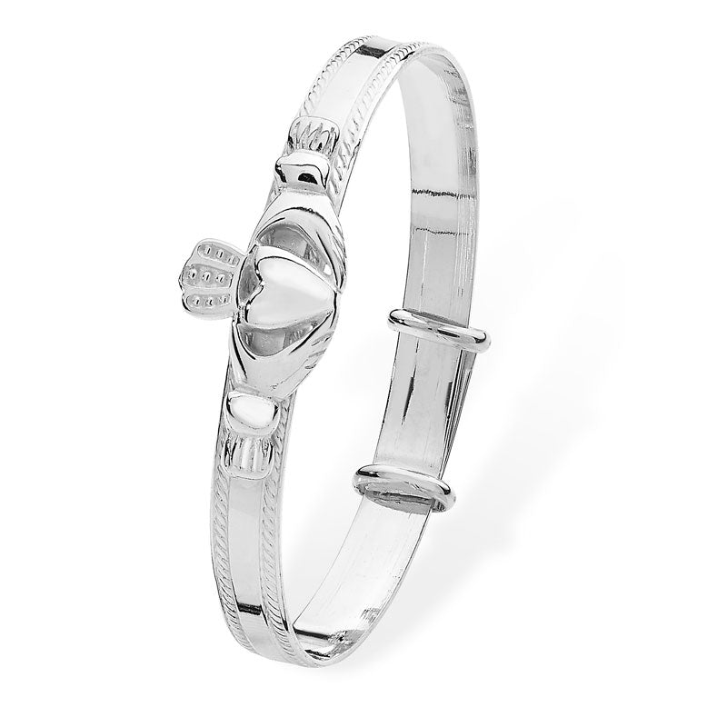 Sterling Silver Baby Claddagh Bangle – Baby Bracelet | Baby Jewellery Gift