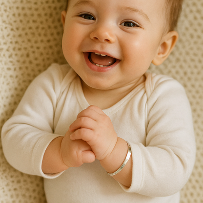 Sterling Silver Kids ID Bangle – Diamond Cut Baby Bracelet | Baby Jewellery Gift