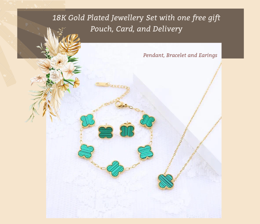 Green Clover Set - 18K Gold Plated image 1