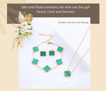 Green Clover Set - 18K Gold Plated image 1