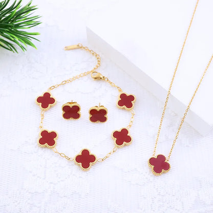 Red Clover Set - 18K Gold Plated image 0