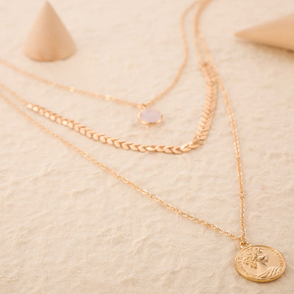 Three layer Retro Alloy Women Necklace image 0