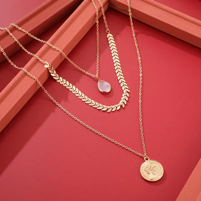 Three layer Retro Alloy Women Necklace image 4