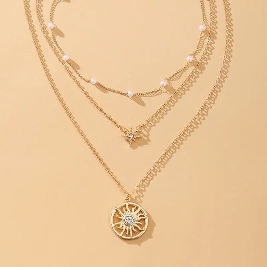 Sunburst Pearl Multilayer Necklace image 0