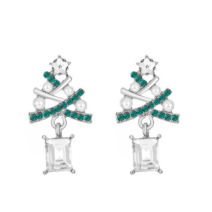 Christmas Tree Ear Studs Cute Gold &amp; Silver Alloy Earrings image 2