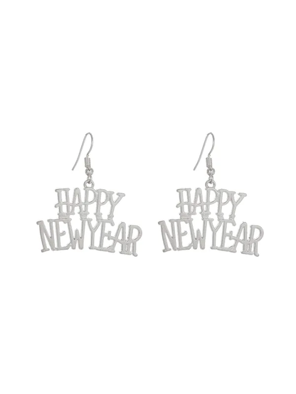 New Year Letter Gold &amp; Silver Plating Drop Earrings image 4