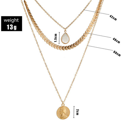 Three layer Retro Alloy Women Necklace image 5