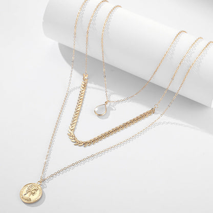 Three layer Retro Alloy Women Necklace image 1