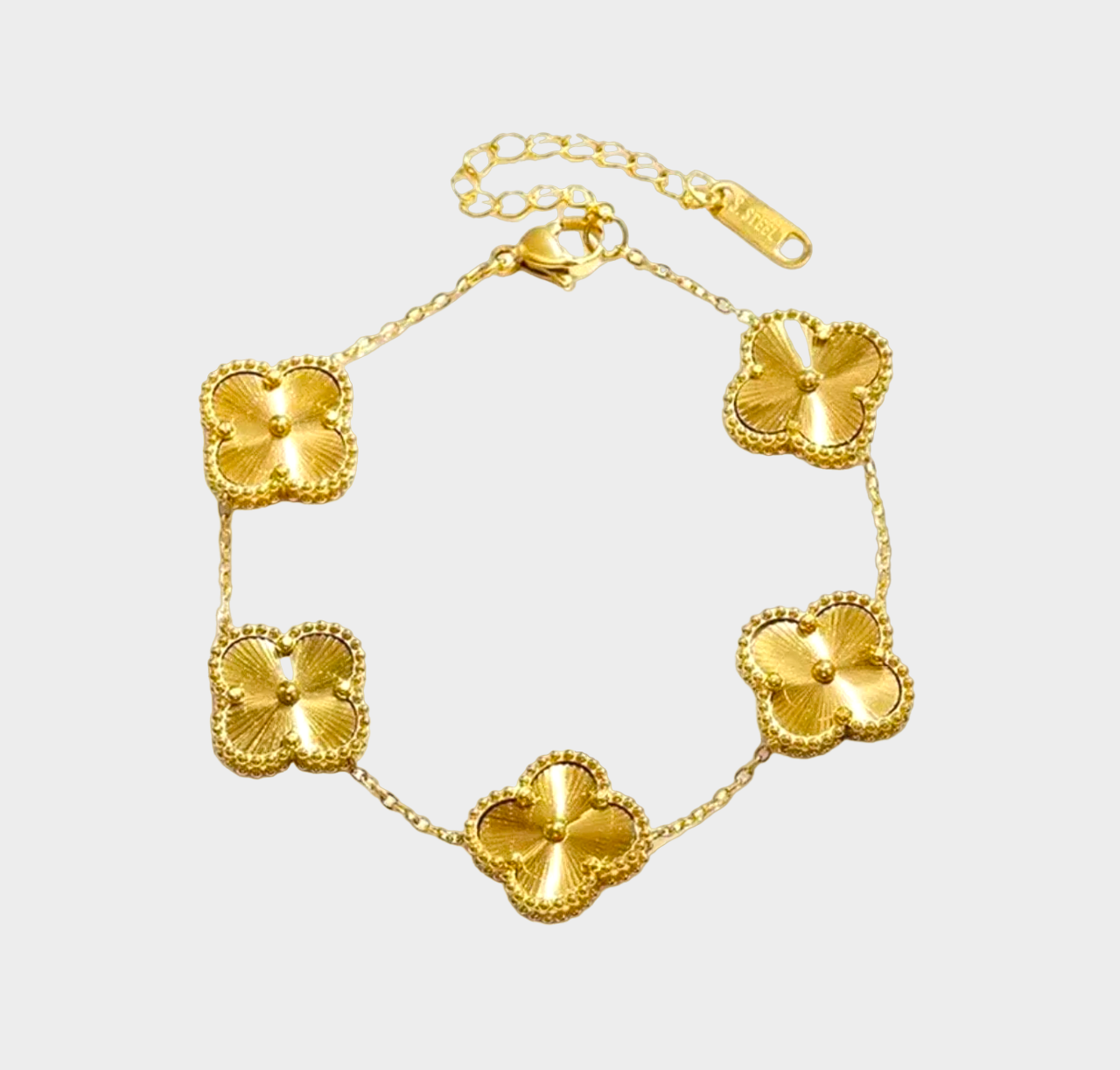 Luxury Five Leaf Clover 18K Gold Plated Bracelet image 1