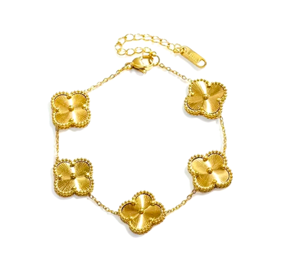 Luxury Five Leaf Clover 18K Gold Plated Bracelet image 0