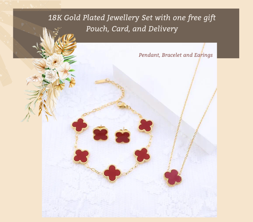 Red Clover Set - 18K Gold Plated image 1