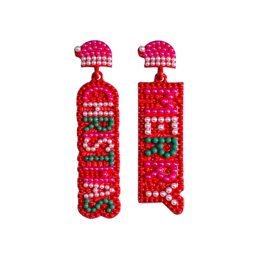 Christmas Pearl Inlay Gold Plated Drop Earrings image 0